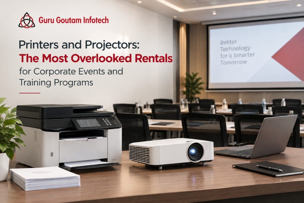 Printers and projectors used for corporate events and training programs